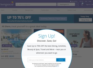 How livingsocial.com looks like on a tablet such as an iPad.
