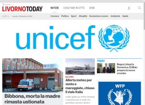 How livornotoday.it looks like on a tablet such as an iPad.