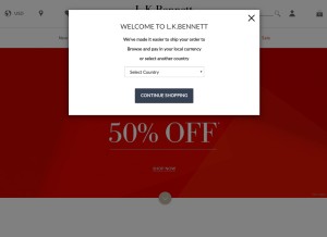 How lkbennett.com looks like on a tablet such as an iPad.