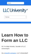 How llcuniversity.com looks like on a mobile device such as an iPhone.