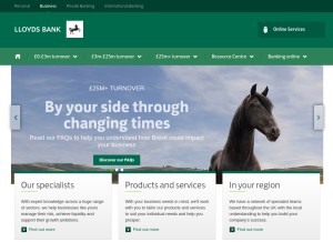 How lloydsbankcommercial.com looks like on a tablet such as an iPad.