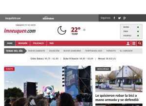 How lmneuquen.com looks like on a tablet such as an iPad.