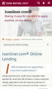 How loanliner.com looks like on a mobile device such as an iPhone.