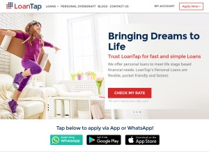 How loantap.in looks like on a tablet such as an iPad.