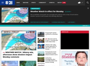 How local21news.com looks like on a tablet such as an iPad.