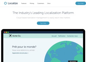 How localizejs.com looks like on a tablet such as an iPad.