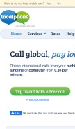 How localphone.com looks like on a mobile device such as an iPhone.