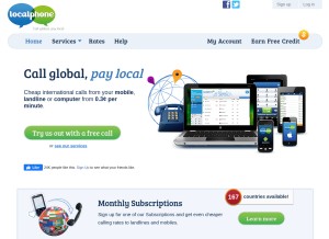 How localphone.com looks like on a tablet such as an iPad.