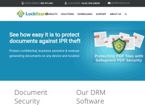 How locklizard.com looks like on a tablet such as an iPad.