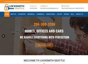 How locksmithsecurityseattle.com looks like on a tablet such as an iPad.