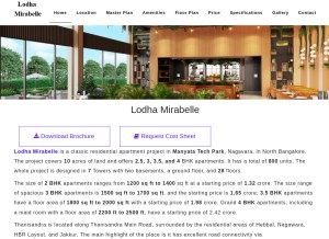 How lodhamirabelle.net.in looks like on a tablet such as an iPad.