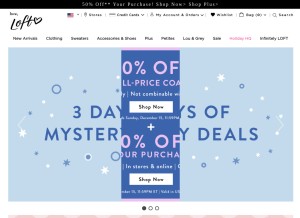 How loft.com looks like on a tablet such as an iPad.