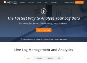 How logentries.com looks like on a tablet such as an iPad.