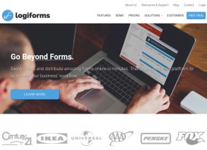 How logiforms.com looks like on a tablet such as an iPad.