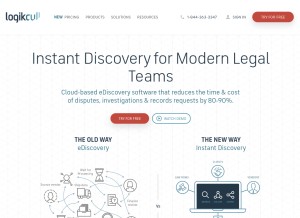 How logikcull.com looks like on a tablet such as an iPad.