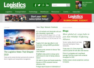 How logisticsmgmt.com looks like on a tablet such as an iPad.