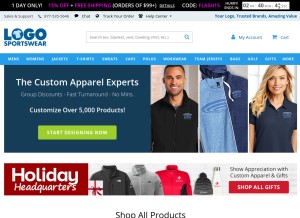 How logosoftwear.com looks like on a tablet such as an iPad.