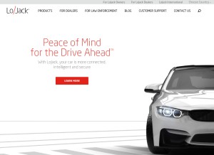 How lojack.com looks like on a tablet such as an iPad.