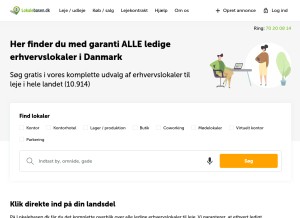 How lokalebasen.dk looks like on a tablet such as an iPad.