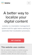 How lokalise.co looks like on a mobile device such as an iPhone.