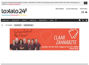 How lokalo24.de looks like on a tablet such as an iPad.