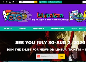 How lollapalooza.com looks like on a tablet such as an iPad.