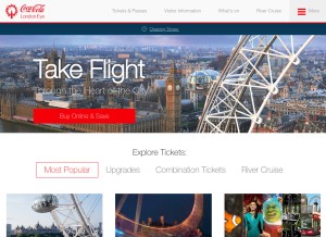 How londoneye.com looks like on a tablet such as an iPad.