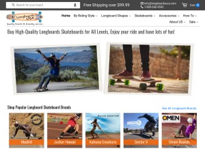 How longboardsusa.com looks like on a tablet such as an iPad.
