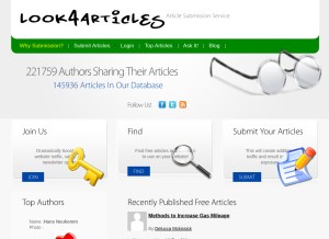 How look4articles.com looks like on a tablet such as an iPad.