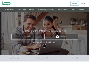 How loop11.com looks like on a tablet such as an iPad.