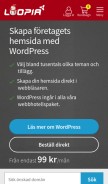 How loopia.se looks like on a mobile device such as an iPhone.