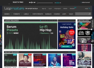 How loopmasters.com looks like on a tablet such as an iPad.