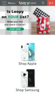 How loopycases.com looks like on a mobile device such as an iPhone.