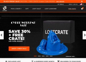 How lootcrate.com looks like on a tablet such as an iPad.