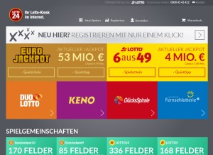 How lotto24.de looks like on a tablet such as an iPad.