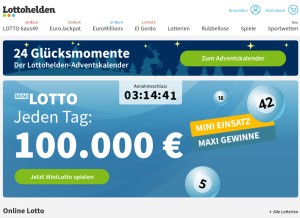 How lottohelden.de looks like on a tablet such as an iPad.