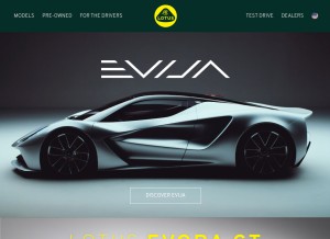 How lotuscars.com looks like on a tablet such as an iPad.