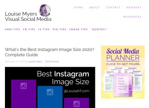 How louisem.com looks like on a tablet such as an iPad.