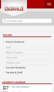 How louisville.edu looks like on a mobile device such as an iPhone.