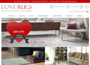 How love-rugs.com looks like on a tablet such as an iPad.