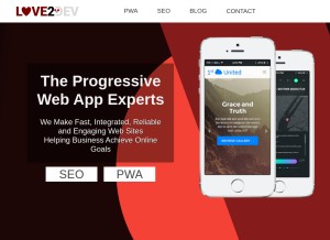 How love2dev.com looks like on a tablet such as an iPad.