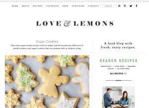 How loveandlemons.com looks like on a tablet such as an iPad.