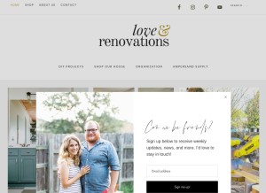 How loveandrenovations.com looks like on a tablet such as an iPad.