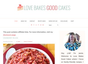 How lovebakesgoodcakes.com looks like on a tablet such as an iPad.