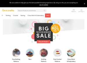 How lovecrochet.com looks like on a tablet such as an iPad.