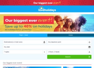 How loveholidays.com looks like on a tablet such as an iPad.