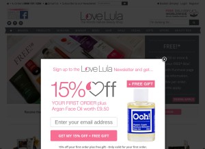 How lovelula.com looks like on a tablet such as an iPad.