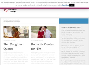 How lovequotesmessages.com looks like on a tablet such as an iPad.