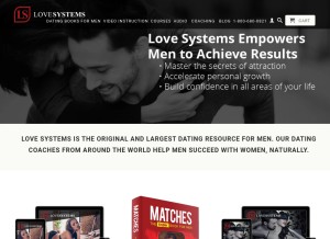 How lovesystems.com looks like on a tablet such as an iPad.