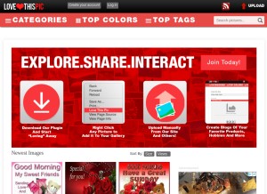 How lovethispic.com looks like on a tablet such as an iPad.